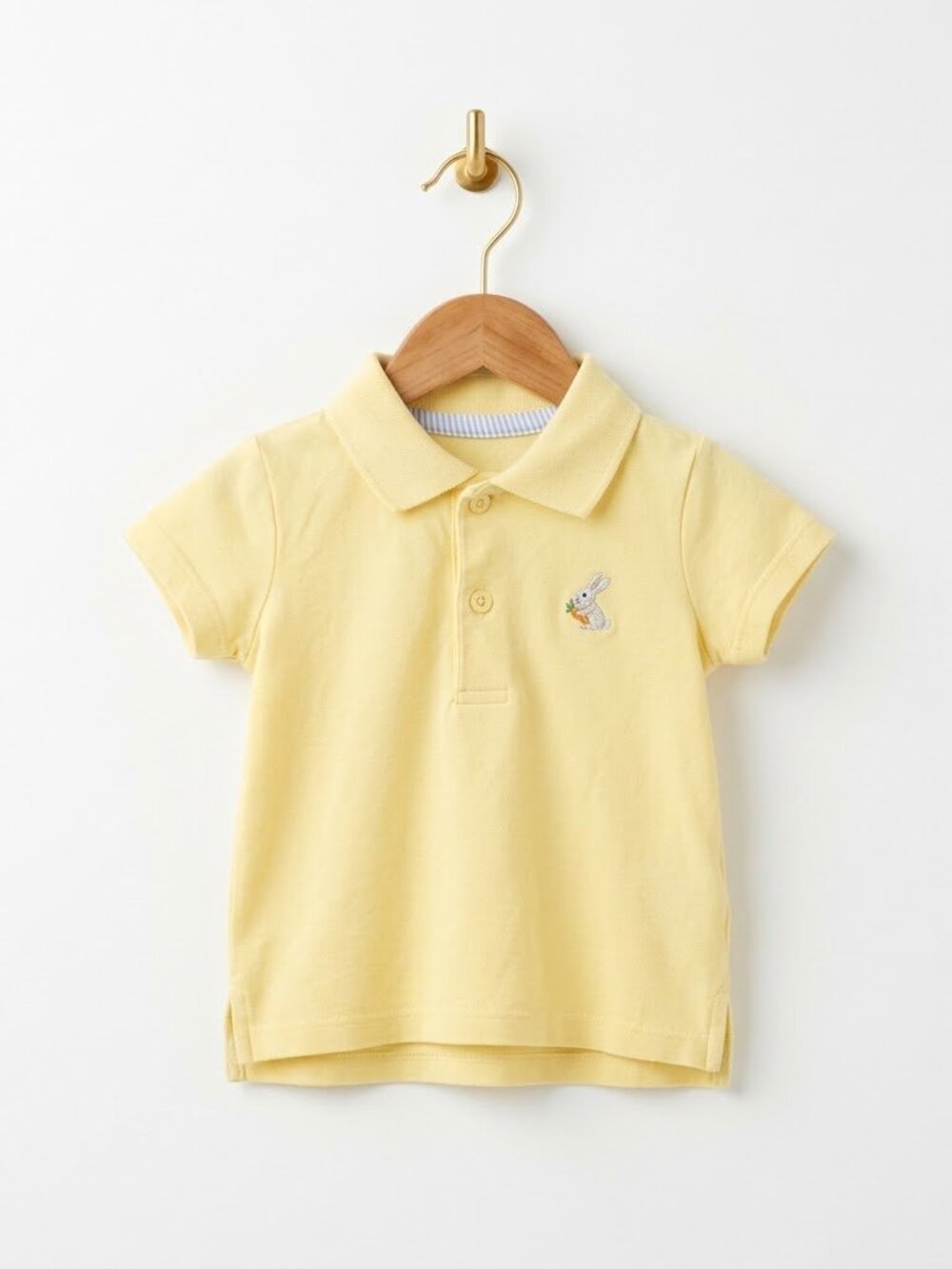 Bunny Embroidered Polo Shirt Size 12MO Yellow Short Sleeve Preppy Easter Spring